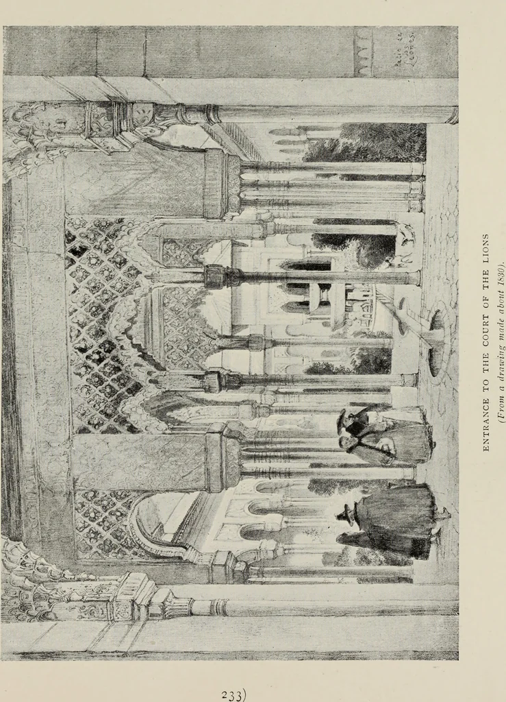 An illustration from The Alhambra, being a brief record of the Arabian conquest of the Peninsula, 1907, leaf 406