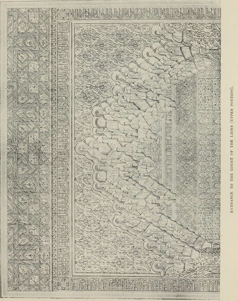 An illustration from The Alhambra, being a brief record of the Arabian conquest of the Peninsula, 1907, leaf 408