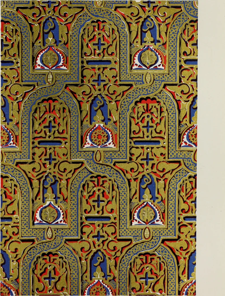An illustration from The Alhambra, being a brief record of the Arabian conquest of the Peninsula, 1907, leaf 424