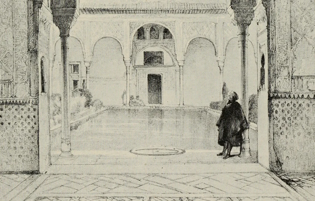An illustration from The Alhambra, being a brief record of the Arabian conquest of the Peninsula, 1907, leaf 444
