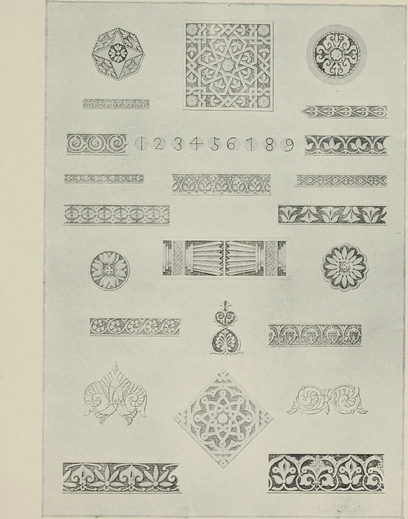 An illustration from The Alhambra, being a brief record of the Arabian conquest of the Peninsula, 1907, leaf 54