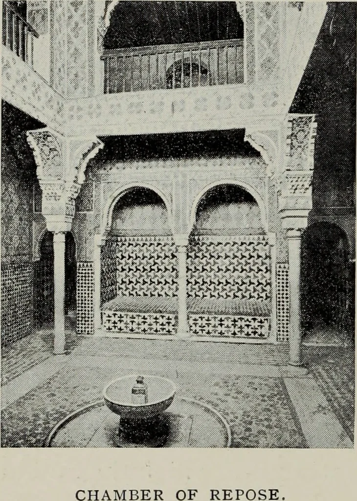 An illustration from The Alhambra, being a brief record of the Arabian conquest of the Peninsula, 1907, leaf 557