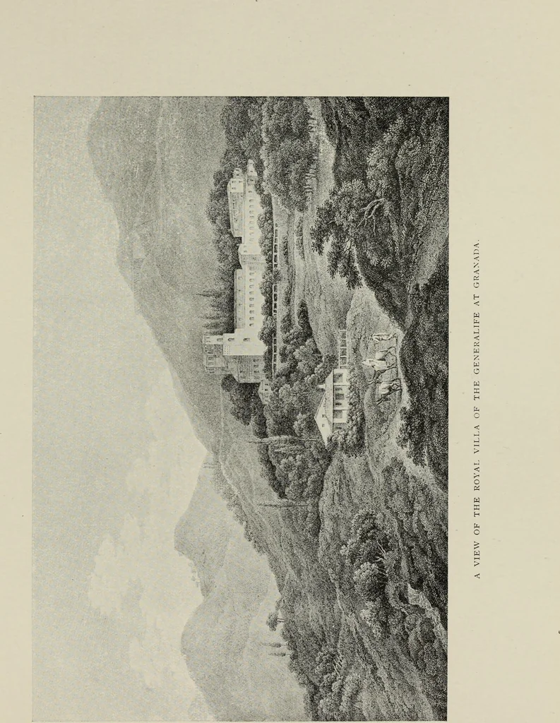 An illustration from The Alhambra, being a brief record of the Arabian conquest of the Peninsula, 1907, leaf 642