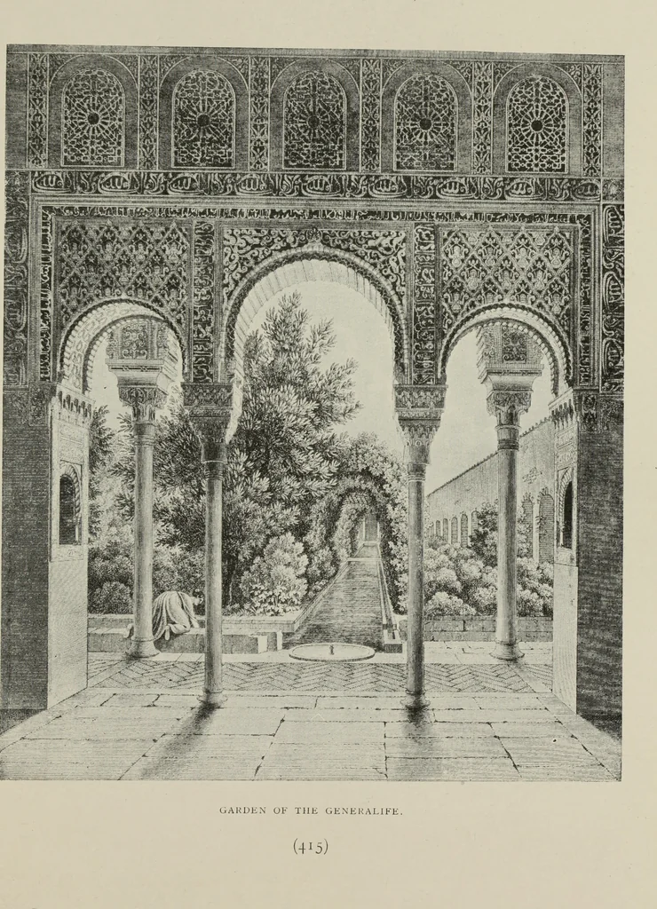 An illustration from The Alhambra, being a brief record of the Arabian conquest of the Peninsula, 1907, leaf 648