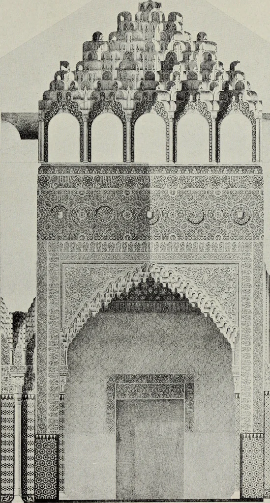An illustration from The Alhambra, being a brief record of the Arabian conquest of the Peninsula, 1907, leaf 698