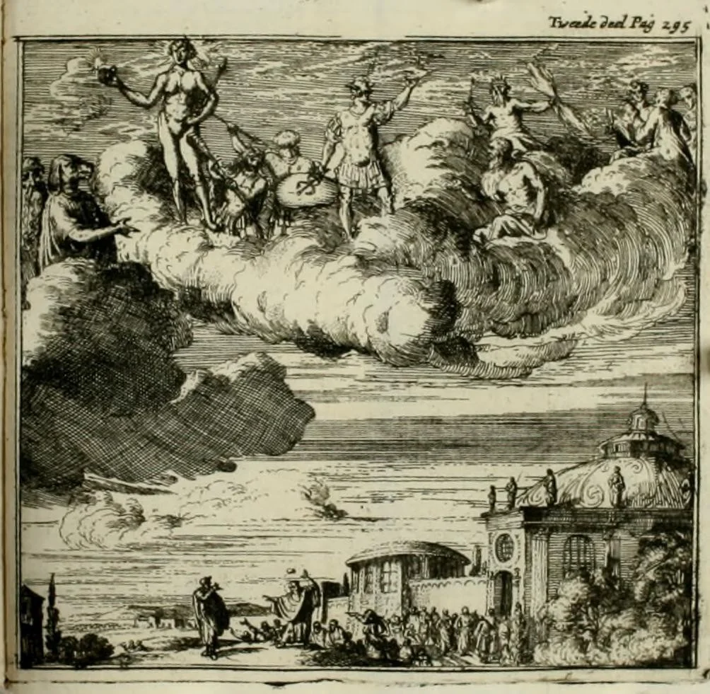 An illustration from Alle de werken van Lucianus den Samosatenser : nieuwlyks uit het Grieks vertaalt, 1679, leaf 311