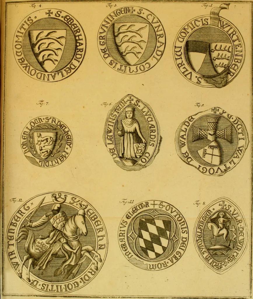 An illustration from Allgemeine Geschichte Würtenbergs und dessen angränzender Gebiethe und Gegenden, nach den merkwürdigsten Veränderungen in Staats-Kirchen und Burgerlichen Wesen : Alles mit nöthigen Documenten bewiesen und mit vielen Kupfern gezieret, 1764, leaf 1088