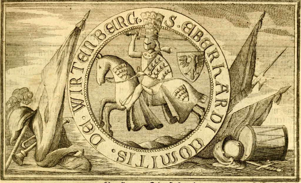 An illustration from Allgemeine Geschichte Würtenbergs und dessen angränzender Gebiethe und Gegenden, nach den merkwürdigsten Veränderungen in Staats-Kirchen und Burgerlichen Wesen : Alles mit nöthigen Documenten bewiesen und mit vielen Kupfern gezieret, 1764, leaf 782