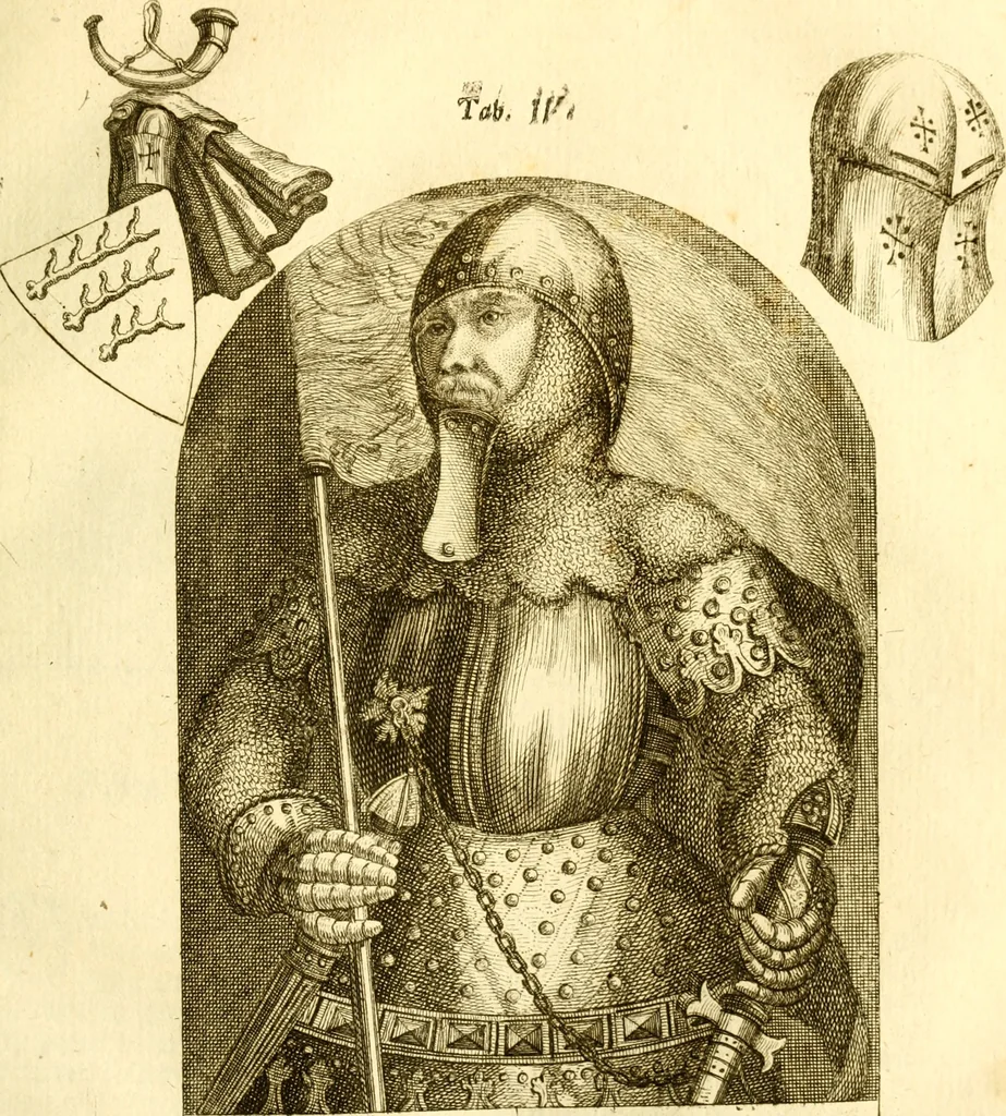 An illustration from Allgemeine Geschichte Würtenbergs und dessen angränzender Gebiethe und Gegenden, nach den merkwürdigsten Veränderungen in Staats-Kirchen und Burgerlichen Wesen : Alles mit nöthigen Documenten bewiesen und mit vielen Kupfern gezieret, 1764, leaf 896