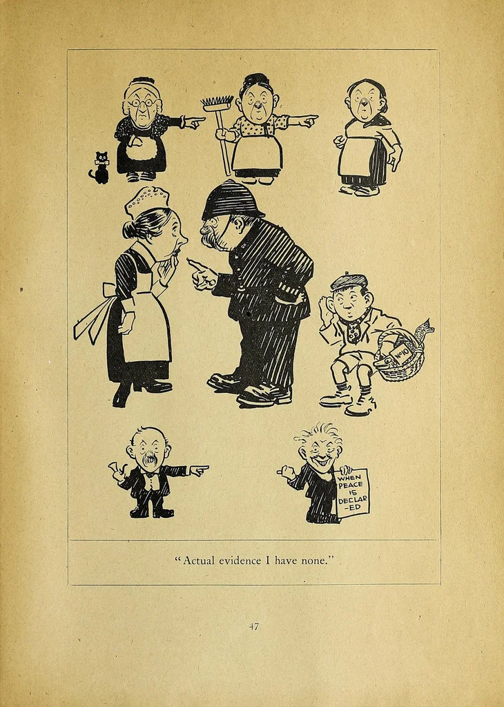 An illustration from All the rumours, 1916, leaf 49