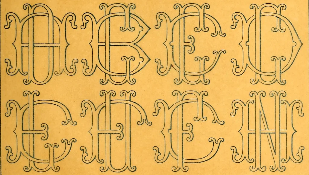 An illustration from Alphabete für die Stickerin; Buchstaben, Monogramme, Ziffern und Ornamente, nach gezählten Fäden zu sticken und Muster mit Bausen für Weiss-Stickerei, 1900, leaf 99