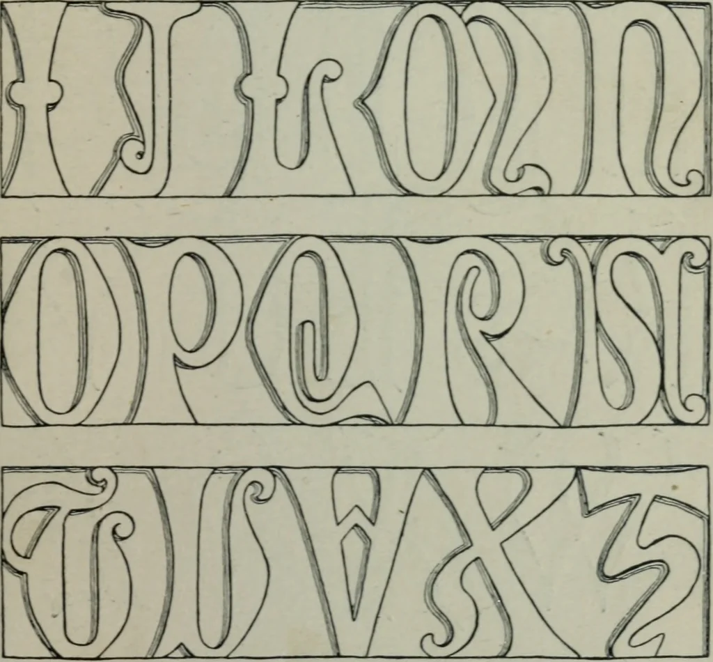 An illustration from Alphabets old and new, for the use of craftsmen : with an introductory essay on Art in the alphabet, 1898, leaf 100