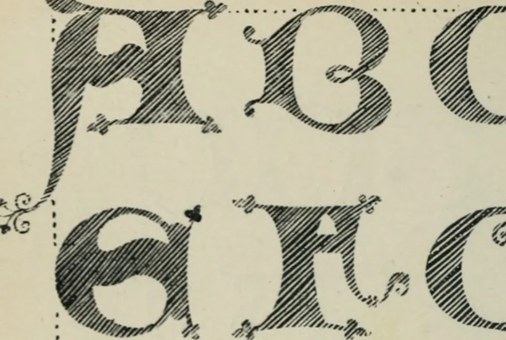 An illustration from Alphabets old and new, for the use of craftsmen : with an introductory essay on Art in the alphabet, 1898, leaf 105