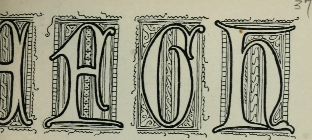 An illustration from Alphabets old and new, for the use of craftsmen : with an introductory essay on Art in the alphabet, 1898, leaf 112