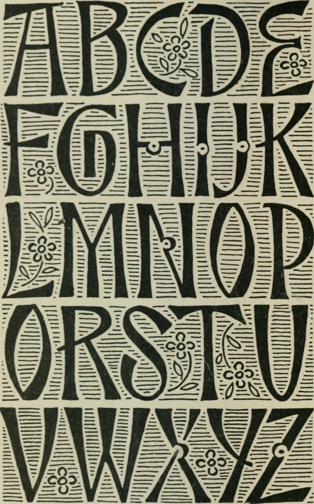 An illustration from Alphabets old and new, for the use of craftsmen : with an introductory essay on Art in the alphabet, 1898, leaf 215