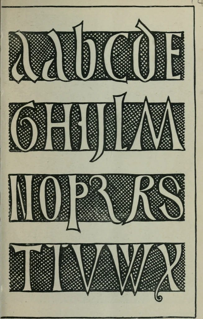 An illustration from Alphabets old and new, for the use of craftsmen : with an introductory essay on Art in the alphabet, 1898, leaf 216
