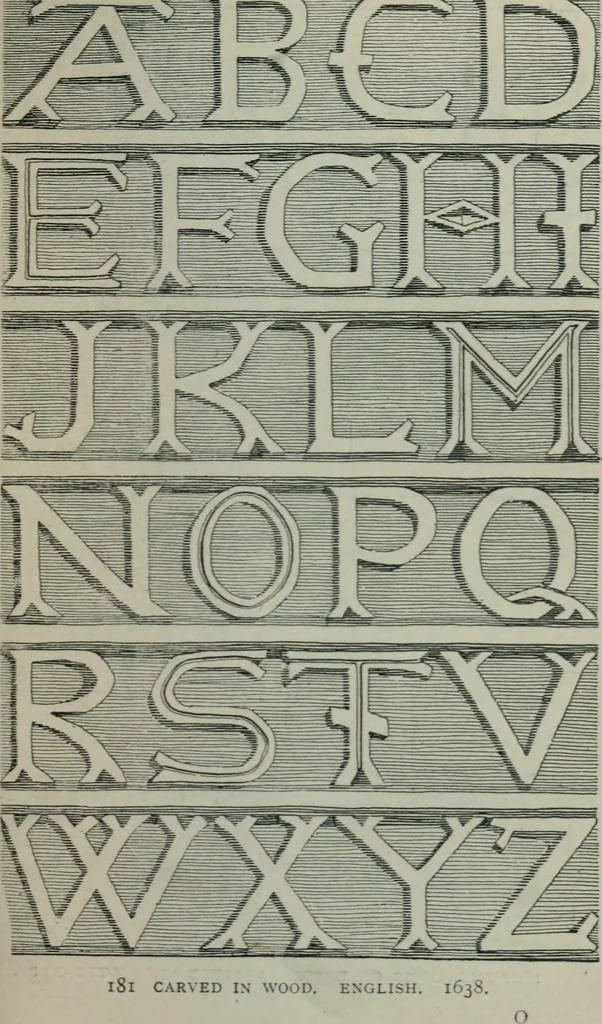 An illustration from Alphabets old and new, for the use of craftsmen : with an introductory essay on Art in the alphabet, 1898, leaf 222