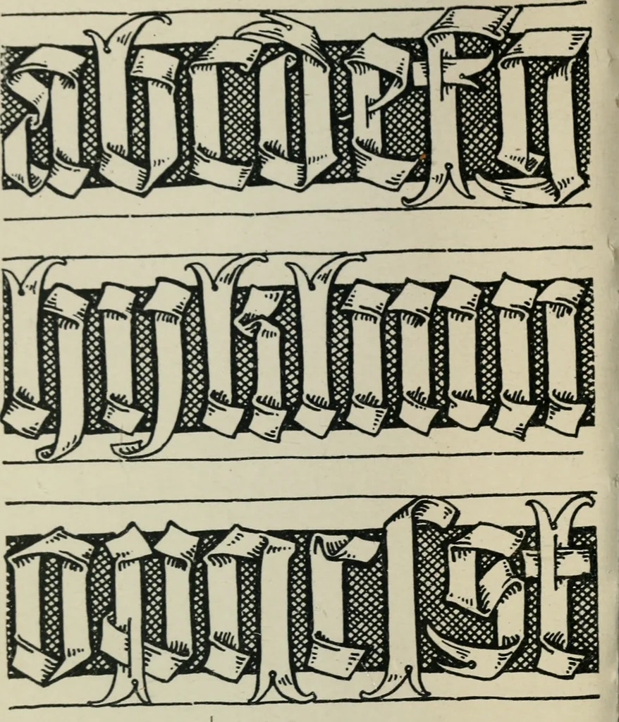 An illustration from Alphabets old and new, for the use of craftsmen : with an introductory essay on Art in the alphabet, 1898, leaf 223