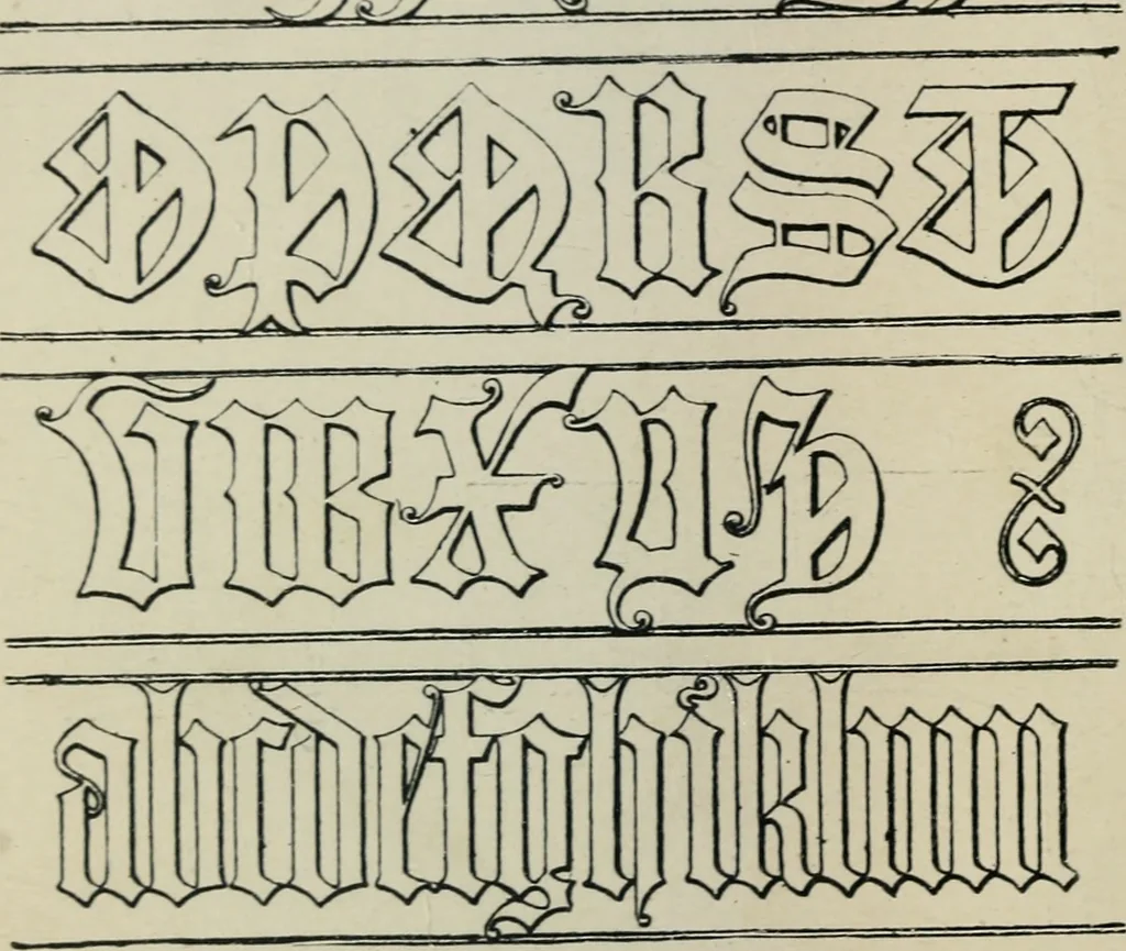 An illustration from Alphabets old and new, for the use of craftsmen : with an introductory essay on Art in the alphabet, 1898, leaf 99