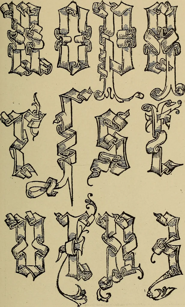 An illustration from Alphabets old and new, for the use of craftsmen, 1910, leaf 144