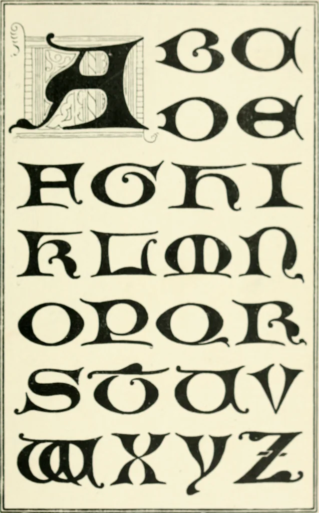An illustration from Alphabets old and new, for the use of craftsmen : with an introductory essay on Art in the alphabet, 1898, leaf 102