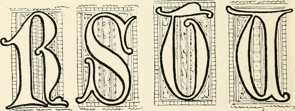 An illustration from Alphabets old and new, for the use of craftsmen : with an introductory essay on Art in the alphabet, 1898, leaf 103