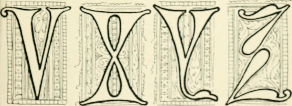 An illustration from Alphabets old and new, for the use of craftsmen : with an introductory essay on Art in the alphabet, 1898, leaf 104