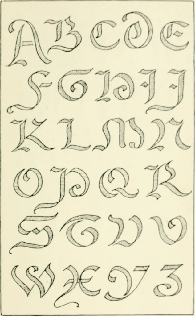 An illustration from Alphabets old and new, for the use of craftsmen : with an introductory essay on Art in the alphabet, 1898, leaf 106