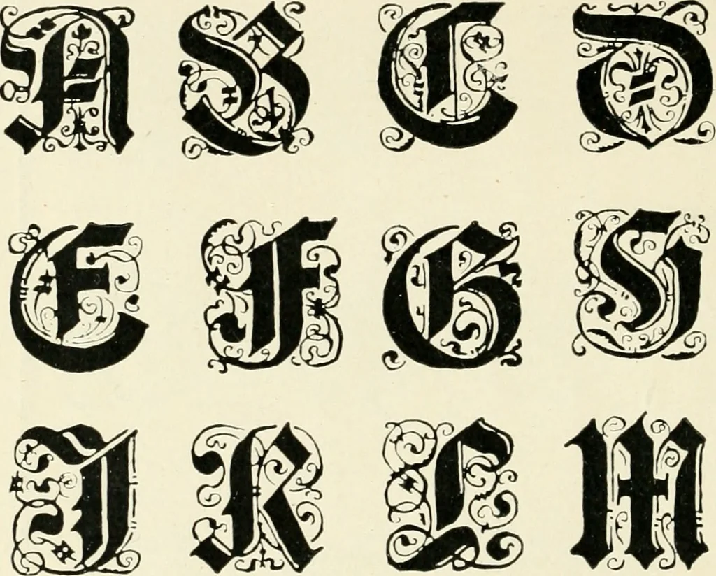 An illustration from Alphabets old and new, for the use of craftsmen : with an introductory essay on Art in the alphabet, 1898, leaf 165