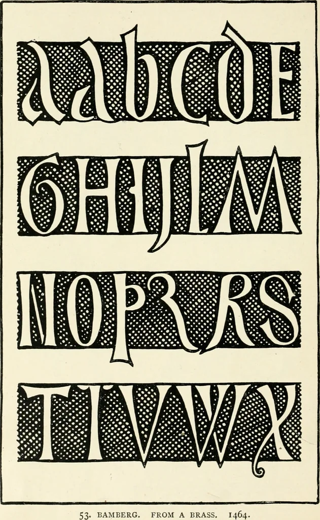 An illustration from Alphabets old and new, for the use of craftsmen : with an introductory essay on Art in the alphabet, 1898, leaf 95