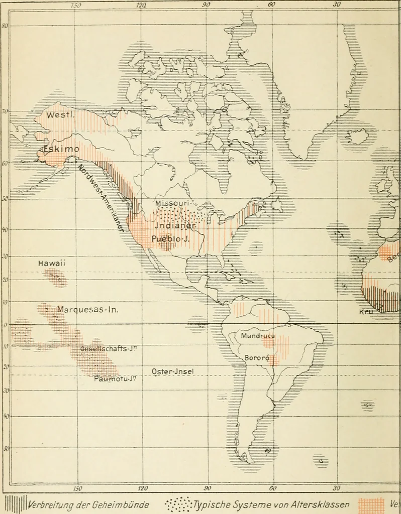 An illustration from Altersklassen und Männerbünde, eine Darstellung der Grundformen der Gesellschaft; mit einer Verbreitungskarte, 1902, leaf 473
