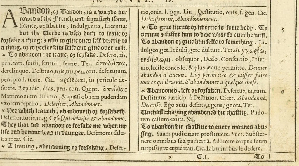 An illustration from An aluearie, or, Triple dictionarie in Englishe, Latin, and French .., 1574, leaf 21