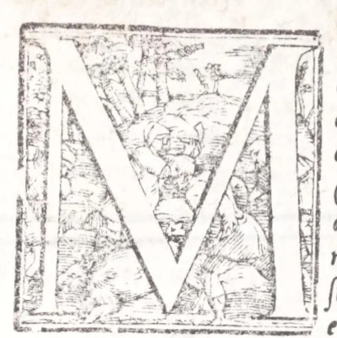 An illustration from Ambrosii Novidii Fracci Ferentinatis Sacrorum fastorum libri XII : cum romanis consuetudinibus per totum annũ, suisq[ue] causis, ac stellis, et numinũ nostrorum introductionibus : adhibitis XII. mensibvs, XII. apost. tutelis, rebus gestis, necnõ figuris, ac fabulis ad rẽ faciẽtibus, à suis tenebris ad lucẽ, idest Christum, reductis : opus sane sic post natalẽ domini à nullo antea scriptum aut editum, 1547, leaf 32