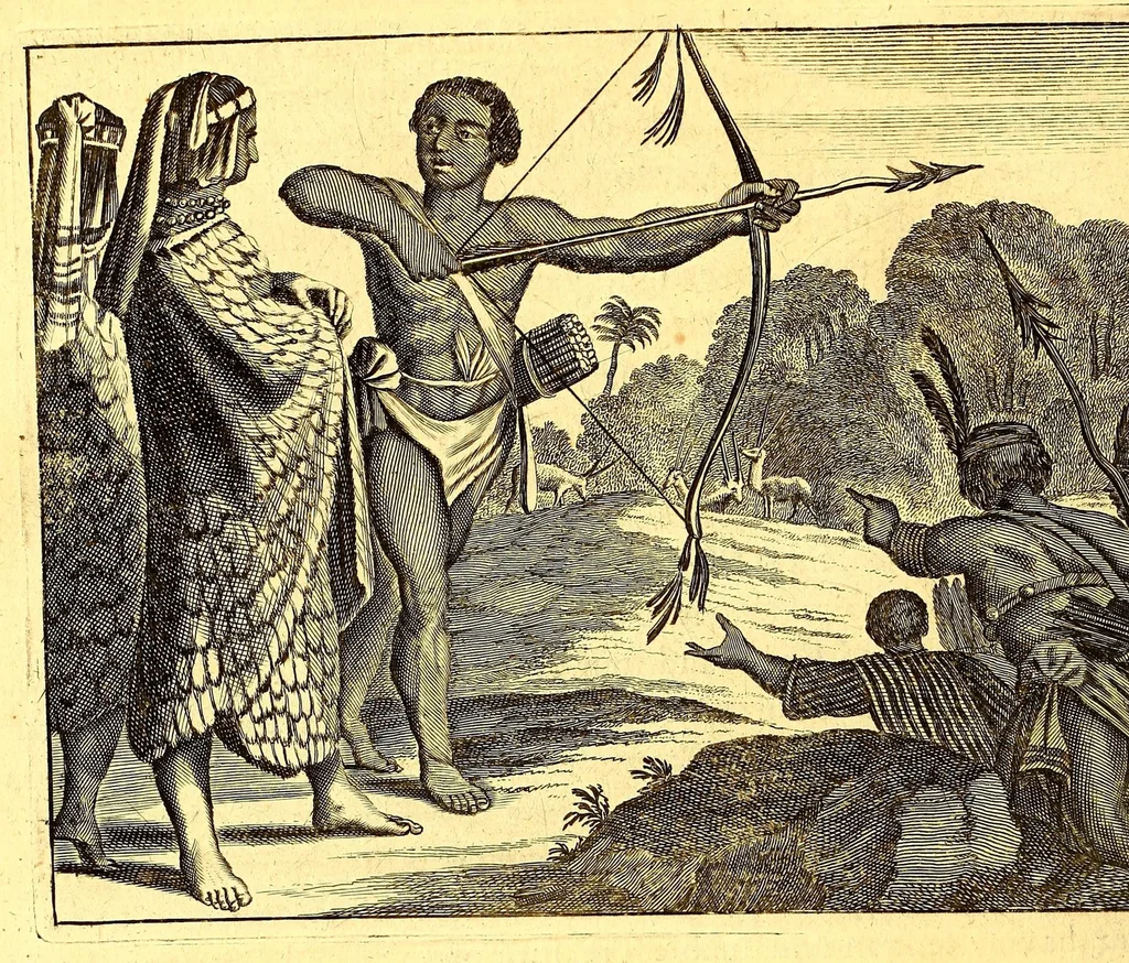 An illustration from America: being an accurate description of the Nevv VVorld; : containing the original of the inhabitants; the remarkable voyages thither: the conquest of the vast empires of Mexico and Peru, their ancient and later vvars. With their several plantations, many, and rich islands; their cities, fortresses, towns, temples, mountains, and rivers: their habits, customs, manners, and religions; their peculiar plants, beasts, birds, and serpents., 1670, leaf 126