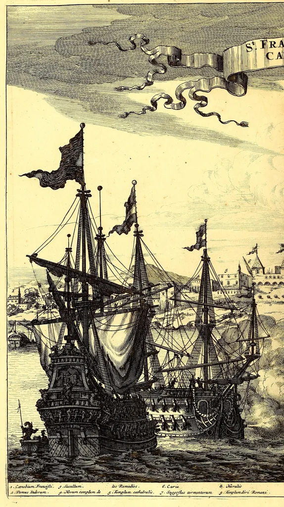 An illustration from America: being an accurate description of the Nevv VVorld; : containing the original of the inhabitants; the remarkable voyages thither: the conquest of the vast empires of Mexico and Peru, their ancient and later vvars. With their several plantations, many, and rich islands; their cities, fortresses, towns, temples, mountains, and rivers: their habits, customs, manners, and religions; their peculiar plants, beasts, birds, and serpents., 1670, leaf 286