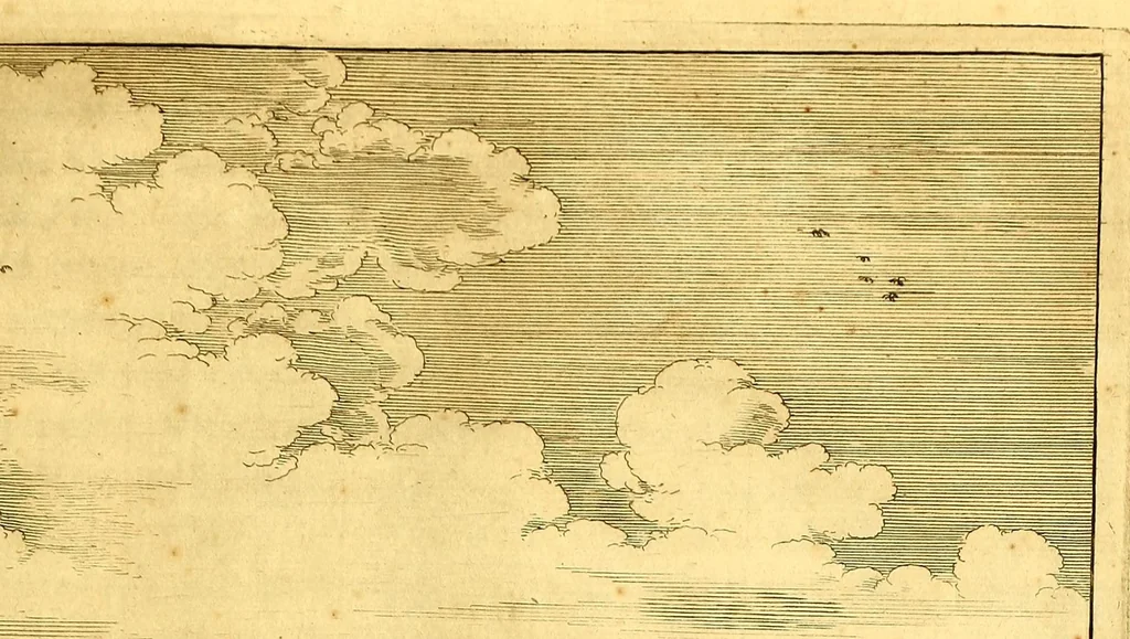 An illustration from America: being an accurate description of the Nevv VVorld; : containing the original of the inhabitants; the remarkable voyages thither: the conquest of the vast empires of Mexico and Peru, their ancient and later vvars. With their several plantations, many, and rich islands; their cities, fortresses, towns, temples, mountains, and rivers: their habits, customs, manners, and religions; their peculiar plants, beasts, birds, and serpents., 1670, leaf 835