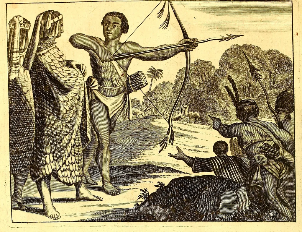 An illustration from America: being the latest, and most accurate description of the Nevv VVorld; : containing the original of the inhabitants, and the remarkable voyages thither. The conquest of the vast empires of Mexico and Peru, and other large provinces and territories, with the several European plantations in those parts. Also their cities, fortresses, towns, temples, mountains, and rivers. Their habits, customs, manners, and religions. Their plants, beasts, birds, and serpents. With an appendix, containing, besides several other considerable additions, a brief survey of what hath been discover'd of the unknown South-Land and the Arctick region., 1671, leaf 120