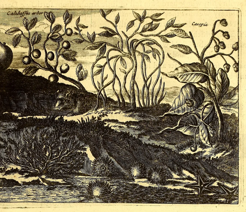 An illustration from America: being the latest, and most accurate description of the Nevv VVorld; : containing the original of the inhabitants, and the remarkable voyages thither. The conquest of the vast empires of Mexico and Peru, and other large provinces and territories, with the several European plantations in those parts. Also their cities, fortresses, towns, temples, mountains, and rivers. Their habits, customs, manners, and religions. Their plants, beasts, birds, and serpents. With an appendix, containing, besides several other considerable additions, a brief survey of what hath been discover'd of the unknown South-Land and the Arctick region., 1671, leaf 455