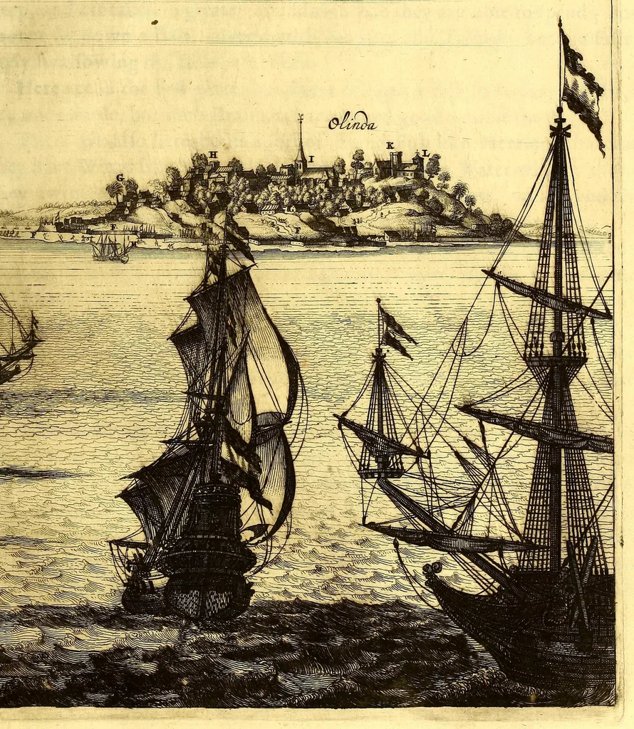 An illustration from America: being the latest, and most accurate description of the Nevv VVorld; : containing the original of the inhabitants, and the remarkable voyages thither. The conquest of the vast empires of Mexico and Peru, and other large provinces and territories, with the several European plantations in those parts. Also their cities, fortresses, towns, temples, mountains, and rivers. Their habits, customs, manners, and religions. Their plants, beasts, birds, and serpents. With an appendix, containing, besides several other considerable additions, a brief survey of what hath been discover'd of the unknown South-Land and the Arctick region., 1671, leaf 643