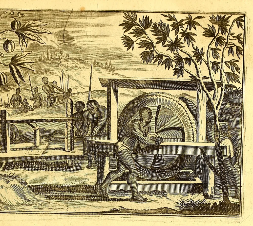 An illustration from America: being the latest, and most accurate description of the Nevv VVorld; : containing the original of the inhabitants, and the remarkable voyages thither. The conquest of the vast empires of Mexico and Peru, and other large provinces and territories, with the several European plantations in those parts. Also their cities, fortresses, towns, temples, mountains, and rivers. Their habits, customs, manners, and religions. Their plants, beasts, birds, and serpents. With an appendix, containing, besides several other considerable additions, a brief survey of what hath been discover'd of the unknown South-Land and the Arctick region., 1671, leaf 95