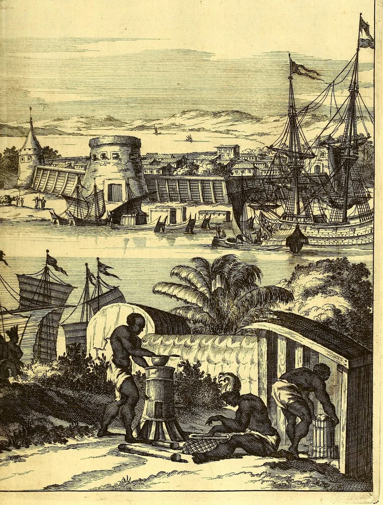 An illustration from America: being the latest, and most accurate description of the Nevv VVorld; : containing the original of the inhabitants, and the remarkable voyages thither. The conquest of the vast empires of Mexico and Peru, and other large provinces and territories, with the several European plantations in those parts. Also their cities, fortresses, towns, temples, mountains, and rivers. Their habits, customs, manners, and religions. Their plants, beasts, birds, and serpents. With an appendix, containing, besides several other considerable additions, a brief survey of what hath been discover'd of the unknown South-Land and the Arctick region., 1671, leaf 267