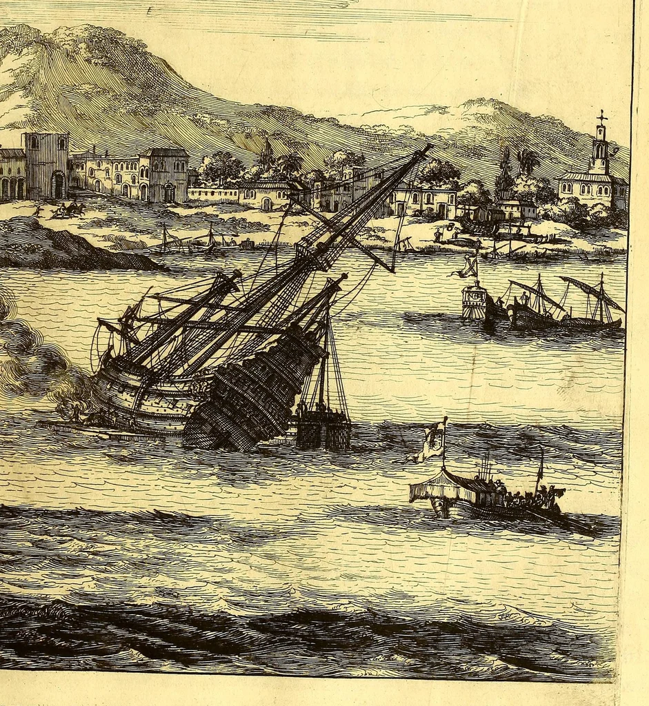 An illustration from America: being the latest, and most accurate description of the Nevv VVorld; : containing the original of the inhabitants, and the remarkable voyages thither. The conquest of the vast empires of Mexico and Peru, and other large provinces and territories, with the several European plantations in those parts. Also their cities, fortresses, towns, temples, mountains, and rivers. Their habits, customs, manners, and religions. Their plants, beasts, birds, and serpents. With an appendix, containing, besides several other considerable additions, a brief survey of what hath been discover'd of the unknown South-Land and the Arctick region., 1671, leaf 279