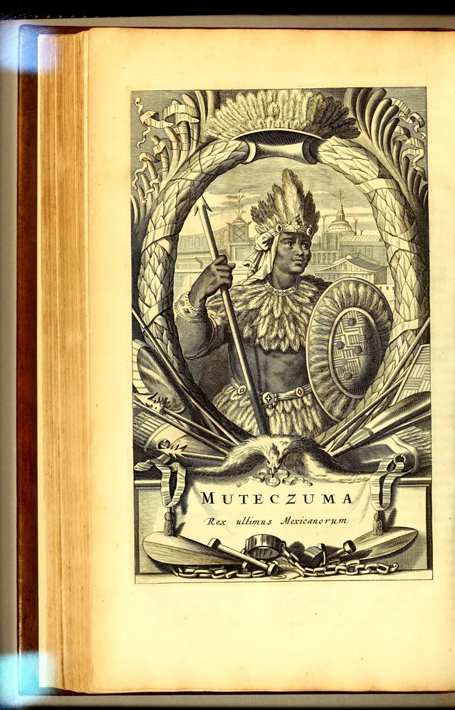 An illustration from America: being the latest, and most accurate description of the Nevv VVorld; : containing the original of the inhabitants, and the remarkable voyages thither. The conquest of the vast empires of Mexico and Peru, and other large provinces and territories, with the several European plantations in those parts. Also their cities, fortresses, towns, temples, mountains, and rivers. Their habits, customs, manners, and religions. Their plants, beasts, birds, and serpents. With an appendix, containing, besides several other considerable additions, a brief survey of what hath been discover'd of the unknown South-Land and the Arctick region., 1671, leaf 320