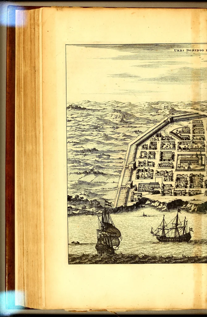 An illustration from America: being the latest, and most accurate description of the Nevv VVorld; : containing the original of the inhabitants, and the remarkable voyages thither. The conquest of the vast empires of Mexico and Peru, and other large provinces and territories, with the several European plantations in those parts. Also their cities, fortresses, towns, temples, mountains, and rivers. Their habits, customs, manners, and religions. Their plants, beasts, birds, and serpents. With an appendix, containing, besides several other considerable additions, a brief survey of what hath been discover'd of the unknown South-Land and the Arctick region., 1671, leaf 404