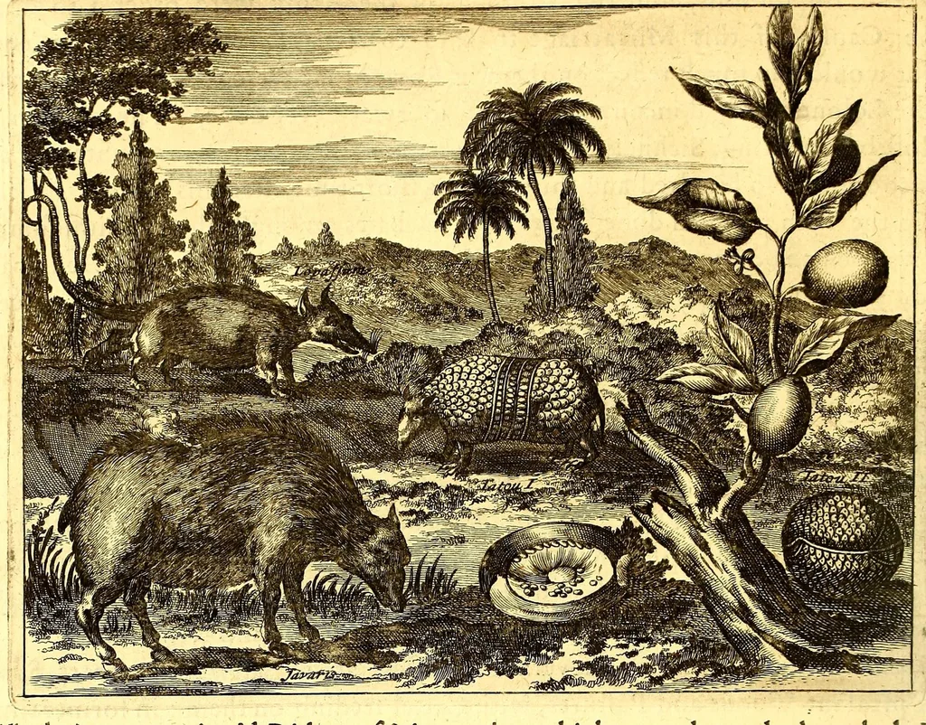 An illustration from America: being the latest, and most accurate description of the Nevv VVorld; : containing the original of the inhabitants, and the remarkable voyages thither. The conquest of the vast empires of Mexico and Peru, and other large provinces and territories, with the several European plantations in those parts. Also their cities, fortresses, towns, temples, mountains, and rivers. Their habits, customs, manners, and religions. Their plants, beasts, birds, and serpents. With an appendix, containing, besides several other considerable additions, a brief survey of what hath been discover'd of the unknown South-Land and the Arctick region., 1671, leaf 420