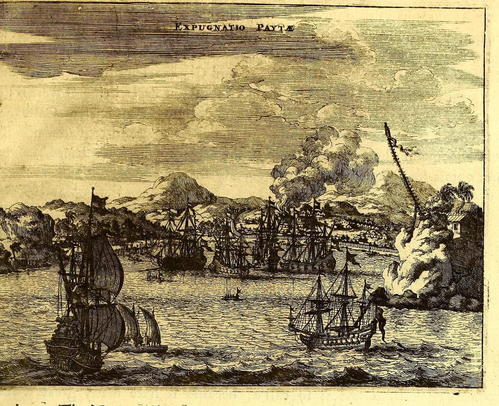 An illustration from America: being the latest, and most accurate description of the Nevv VVorld; : containing the original of the inhabitants, and the remarkable voyages thither. The conquest of the vast empires of Mexico and Peru, and other large provinces and territories, with the several European plantations in those parts. Also their cities, fortresses, towns, temples, mountains, and rivers. Their habits, customs, manners, and religions. Their plants, beasts, birds, and serpents. With an appendix, containing, besides several other considerable additions, a brief survey of what hath been discover'd of the unknown South-Land and the Arctick region., 1671, leaf 555