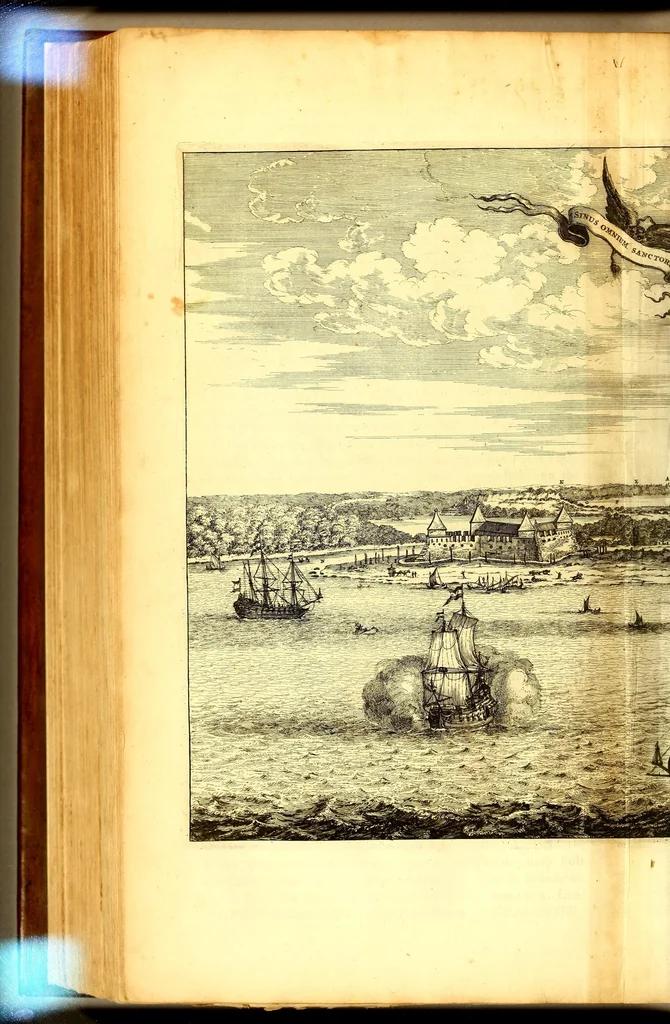An illustration from America: being the latest, and most accurate description of the Nevv VVorld; : containing the original of the inhabitants, and the remarkable voyages thither. The conquest of the vast empires of Mexico and Peru, and other large provinces and territories, with the several European plantations in those parts. Also their cities, fortresses, towns, temples, mountains, and rivers. Their habits, customs, manners, and religions. Their plants, beasts, birds, and serpents. With an appendix, containing, besides several other considerable additions, a brief survey of what hath been discover'd of the unknown South-Land and the Arctick region., 1671, leaf 634