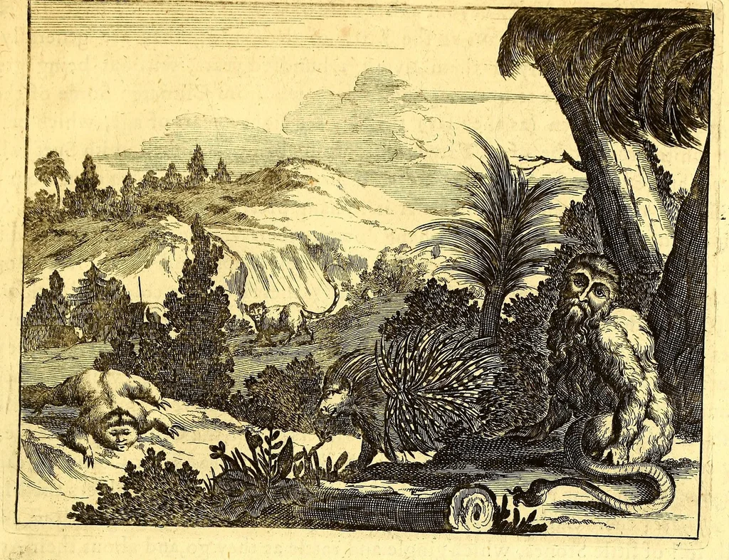 An illustration from America: being the latest, and most accurate description of the Nevv VVorld; : containing the original of the inhabitants, and the remarkable voyages thither. The conquest of the vast empires of Mexico and Peru, and other large provinces and territories, with the several European plantations in those parts. Also their cities, fortresses, towns, temples, mountains, and rivers. Their habits, customs, manners, and religions. Their plants, beasts, birds, and serpents. With an appendix, containing, besides several other considerable additions, a brief survey of what hath been discover'd of the unknown South-Land and the Arctick region., 1671, leaf 657