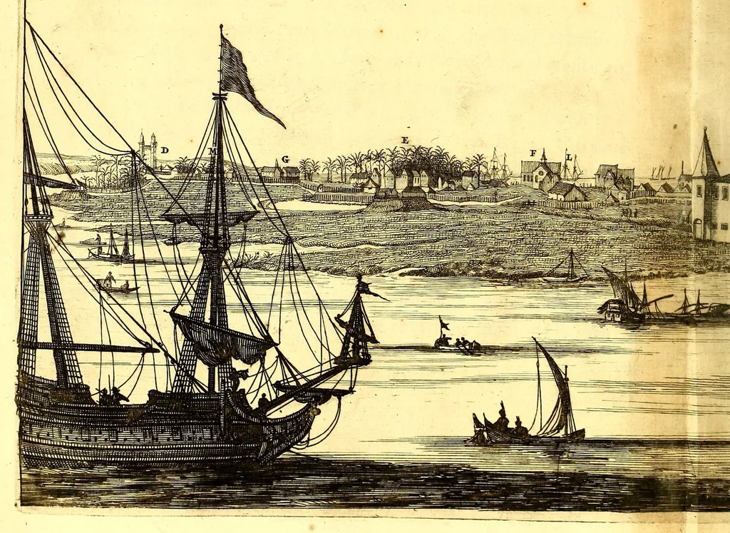 An illustration from America: being the latest, and most accurate description of the Nevv VVorld; : containing the original of the inhabitants, and the remarkable voyages thither. The conquest of the vast empires of Mexico and Peru, and other large provinces and territories, with the several European plantations in those parts. Also their cities, fortresses, towns, temples, mountains, and rivers. Their habits, customs, manners, and religions. Their plants, beasts, birds, and serpents. With an appendix, containing, besides several other considerable additions, a brief survey of what hath been discover'd of the unknown South-Land and the Arctick region., 1671, leaf 792