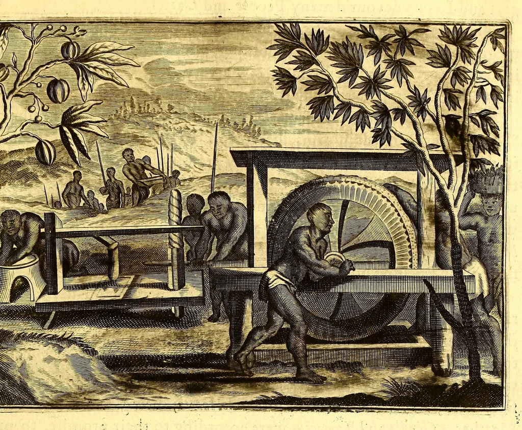 An illustration from America: being the latest, and most accurate description of the Nevv VVorld; : containing the original of the inhabitants, and the remarkable voyages thither. The conquest of the vast empires of Mexico and Peru, and other large provinces and territories, with the several European plantations in those parts. Also their cities, fortresses, towns, temples, mountains, and rivers. Their habits, customs, manners, and religions. Their plants, beasts, birds, and serpents. With an appendix, containing, besides several other considerable additions, a brief survey of what hath been discover'd of the unknown South-Land and the Arctick region., 1671, leaf 95